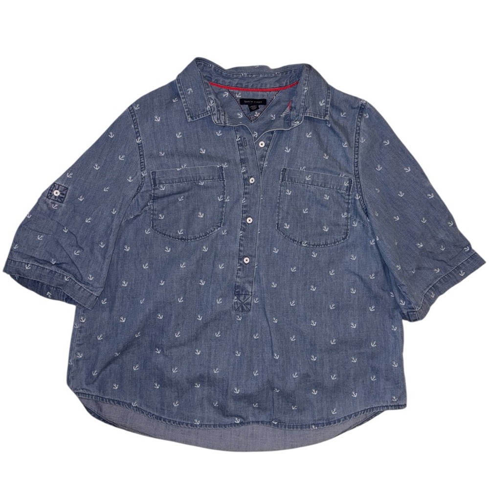 Tommy Hilfiger Light Blue Anchor Print Shirt - Picture 3 of 6